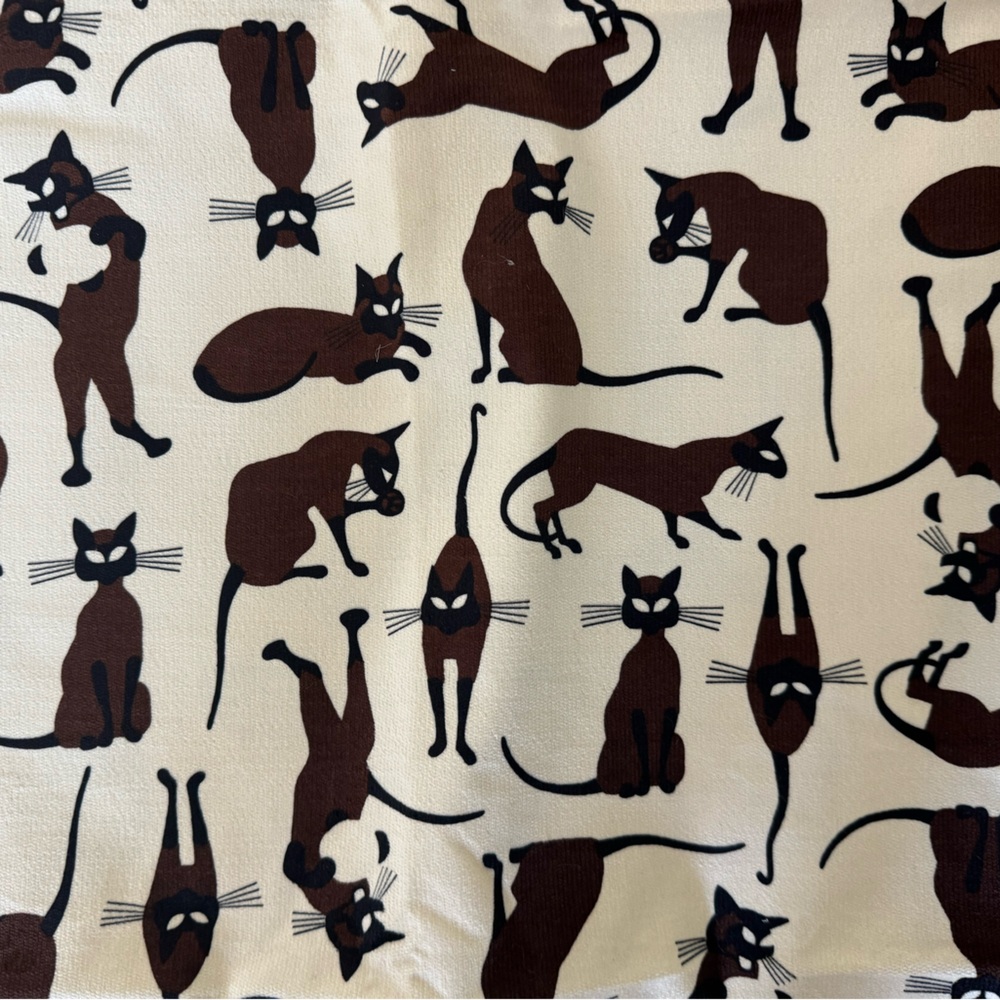 Cat velvet cotton yardage vintage